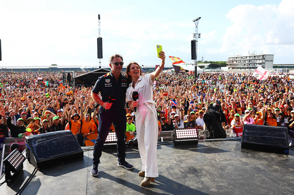 Englands Grand Prix 2023. Red Bull teamchef Christian Horner sammen med sin kone Geri Horner (tidligere Halliwell)